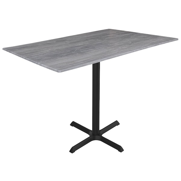 42 Tall OD211 Black Table Base w30x30 foot and 32x48 Greystone Top, IndoorOutdoor